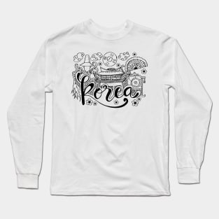 Hand Drawn Symbols Of Korea Long Sleeve T-Shirt